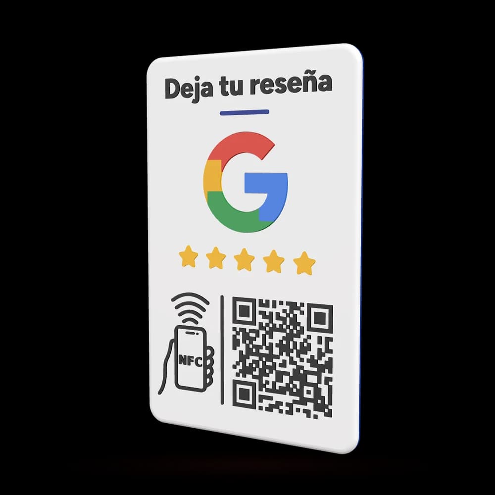 Tarjeta de reseñas Google, Blanco y azul